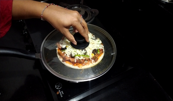 Red Sauce Pasta Pizza Recipe On Tawa