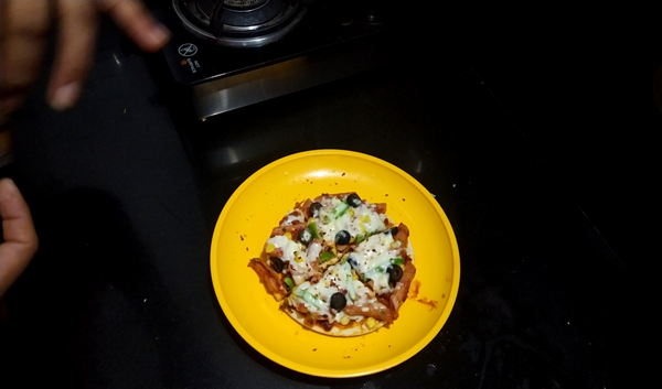 Red Sauce Pasta Pizza Recipe On Tawa