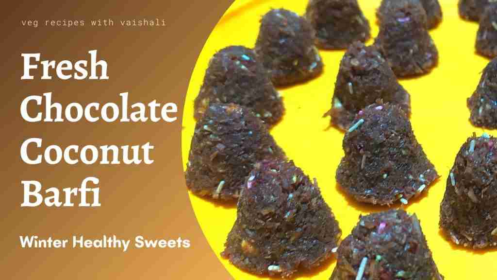 Fresh Chocolate Coconut Burfi | Burfi With Milkmaid or Condensed Milk